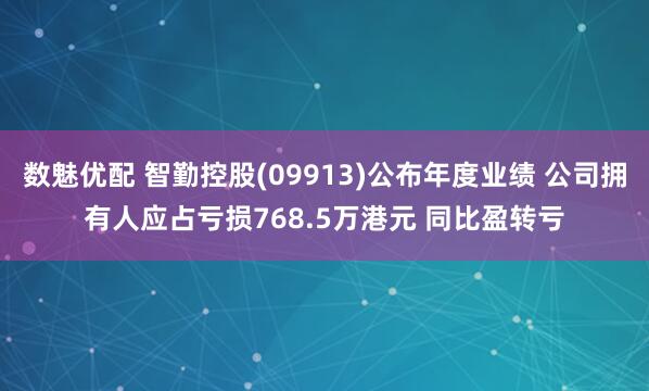 数魅优配 智勤控股(09913)公布年度业绩 公司拥有人应占亏损768.5万港元 同比盈转亏